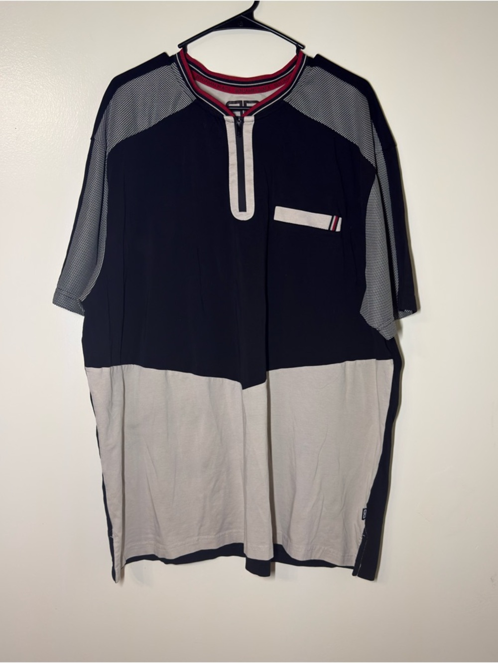 Benjamin Black Black & Cream Short Sleeve with 1/4 Zipper